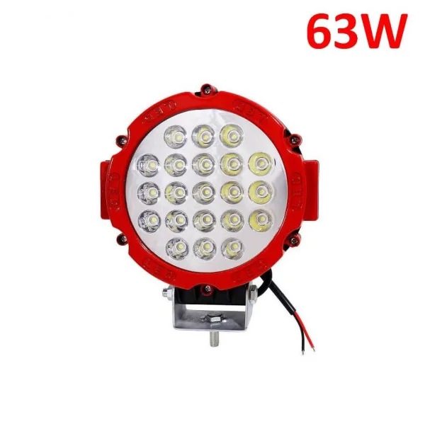 63W CRE Power Led Üniversal Yuvarlak Sis Lambası 21 Ledli Kırmızı