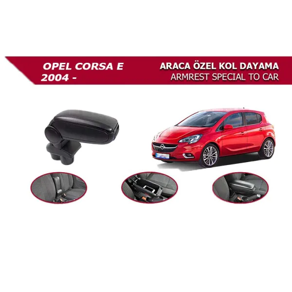Opel Corsa E 2014- Araca Özel Kol Dayama Siyah