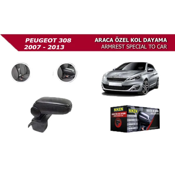 Peugeot 308 2007-2013 Araca Özel Kol Dayama Siyah