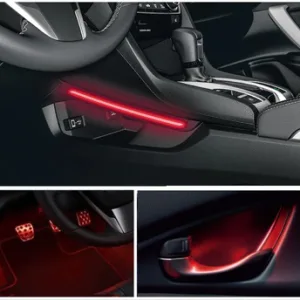 Honda Civic Fc5 2016-2020 Ayak-Kolçak-Vites Konsol Aydınlatma Ambians- Kırmızı