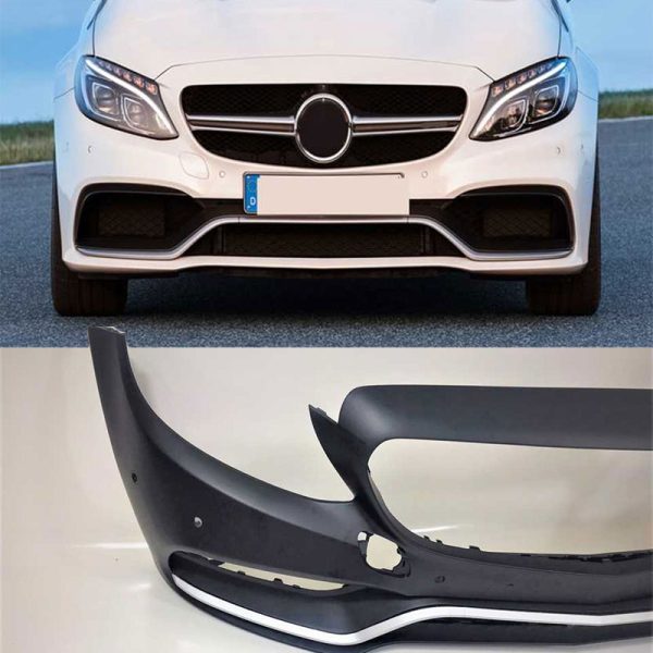 Mercedes W205 2014-2018 C63 Uyumlu Ön Tampon & Panjur Seti (Silver Trimler)